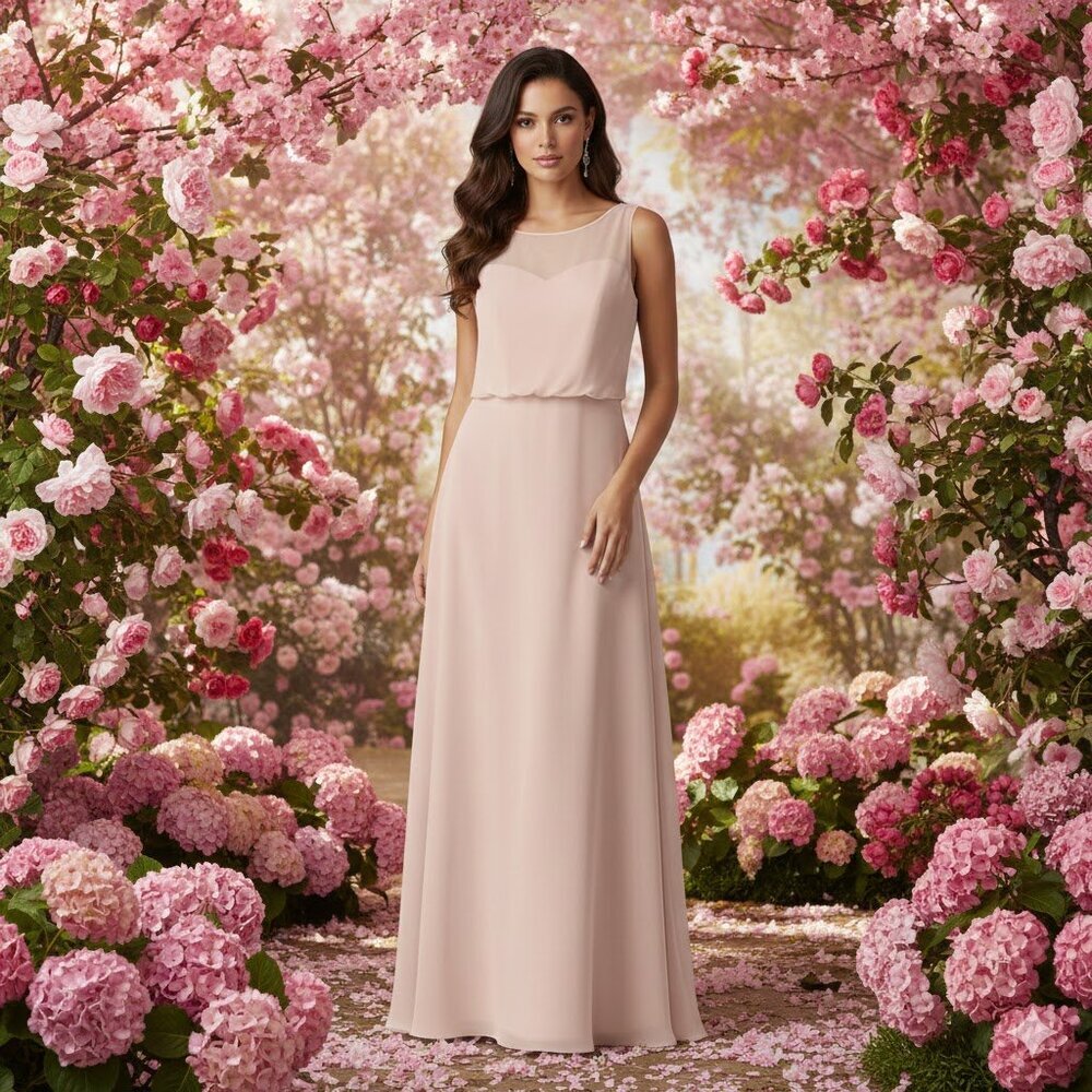 Blush Pink Chiffon Formal Gown